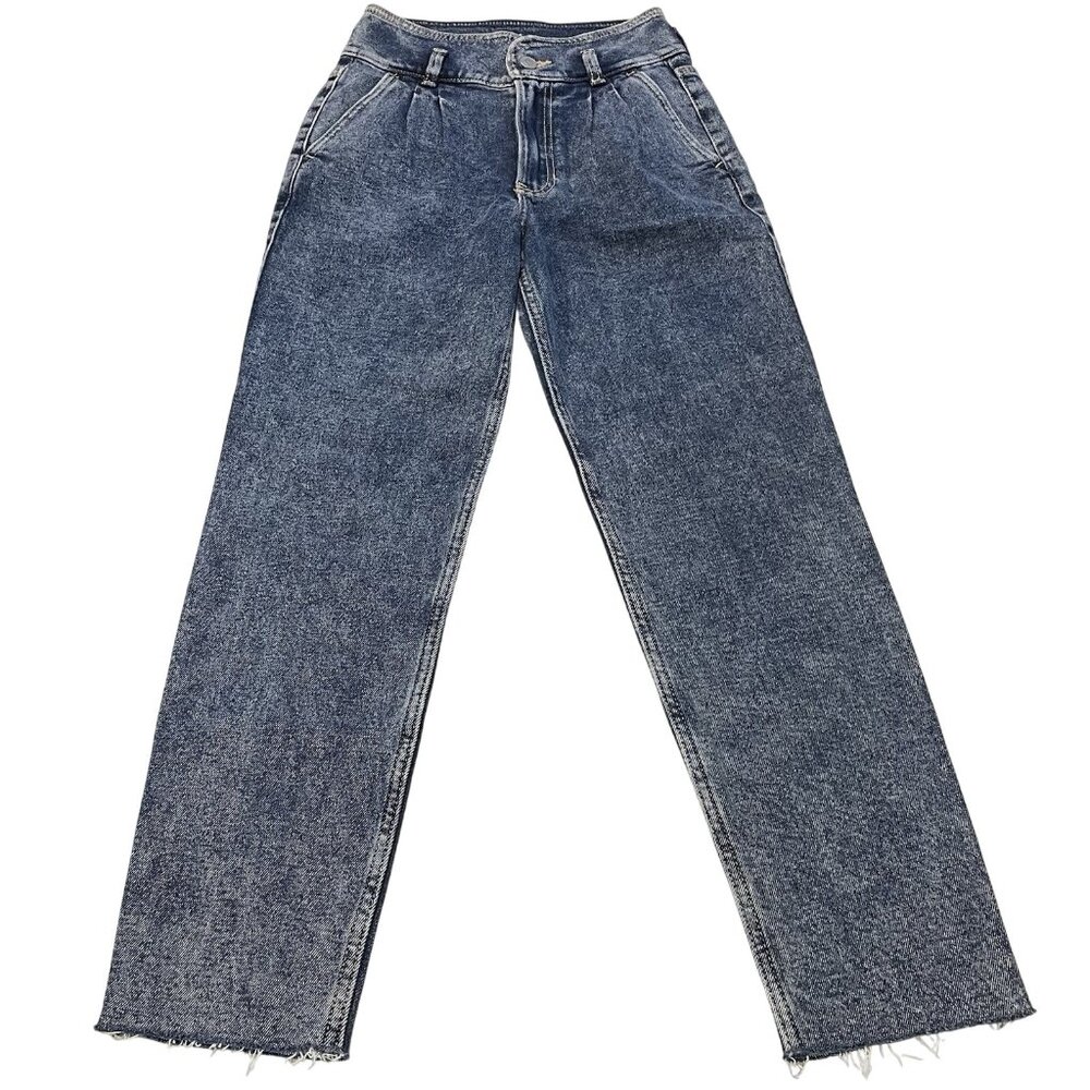 Hollister Mom Jeans Womens 00 Ultra High Rise Denim Baggy Raw Hem Distressed 90s